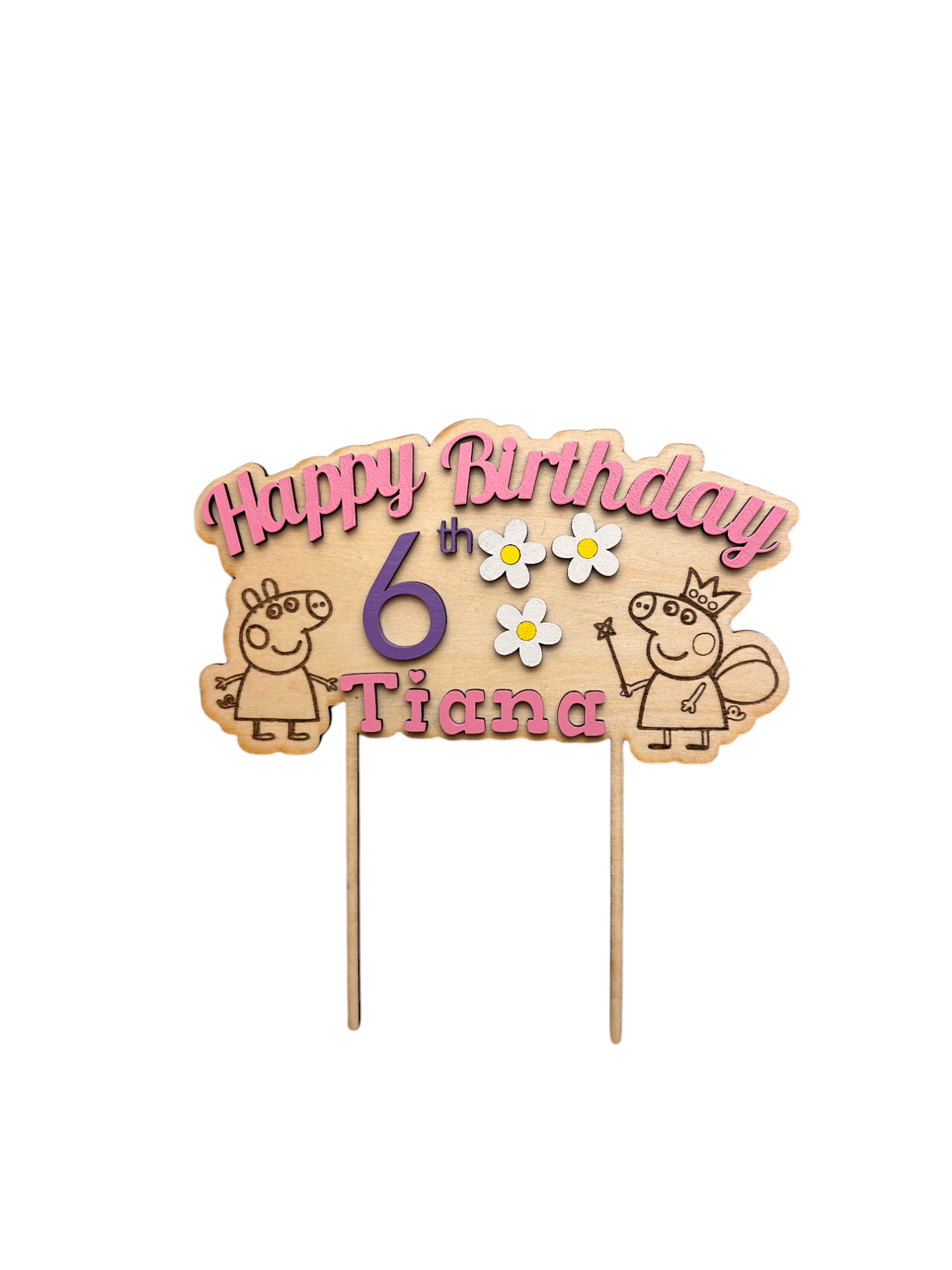 Peppa Themed Birthday Cake Topper